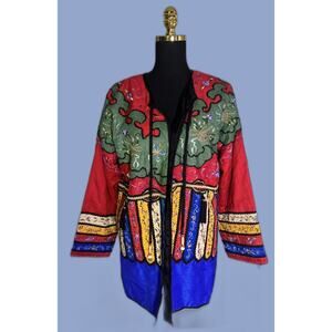 Vintage J.A resorts 100% Silk Boho Jacket Embroidered India 90s Y2k Hippie READ
